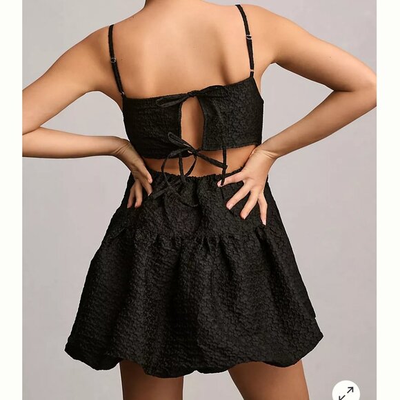 Anthropologie Black Textured Mini Dress - Picture 2 of 3